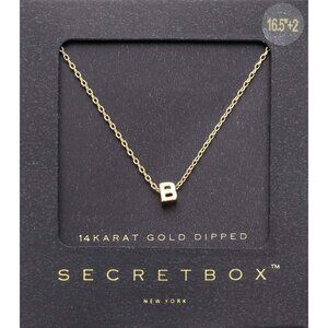 B Initial Secret Box 14K Gold Dipped Monogram Pendant Necklace Delicate nwt